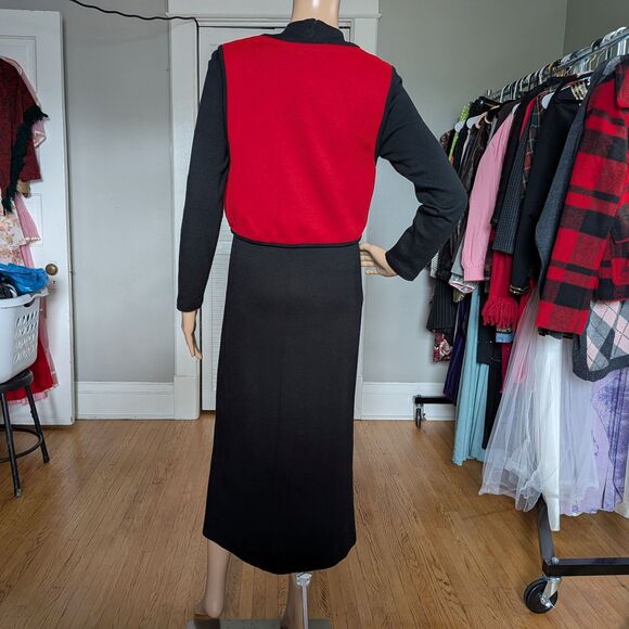 Vintage 1990s Byer California Sweater Dress Knit Vest Dark Academia Size 6 - Picture 3 of 8